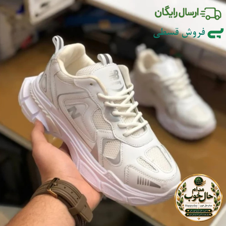 کفش زنانه نیوبالانس 990 سفید لژدار رویه پارچه تنفسی زیره پیو سبک