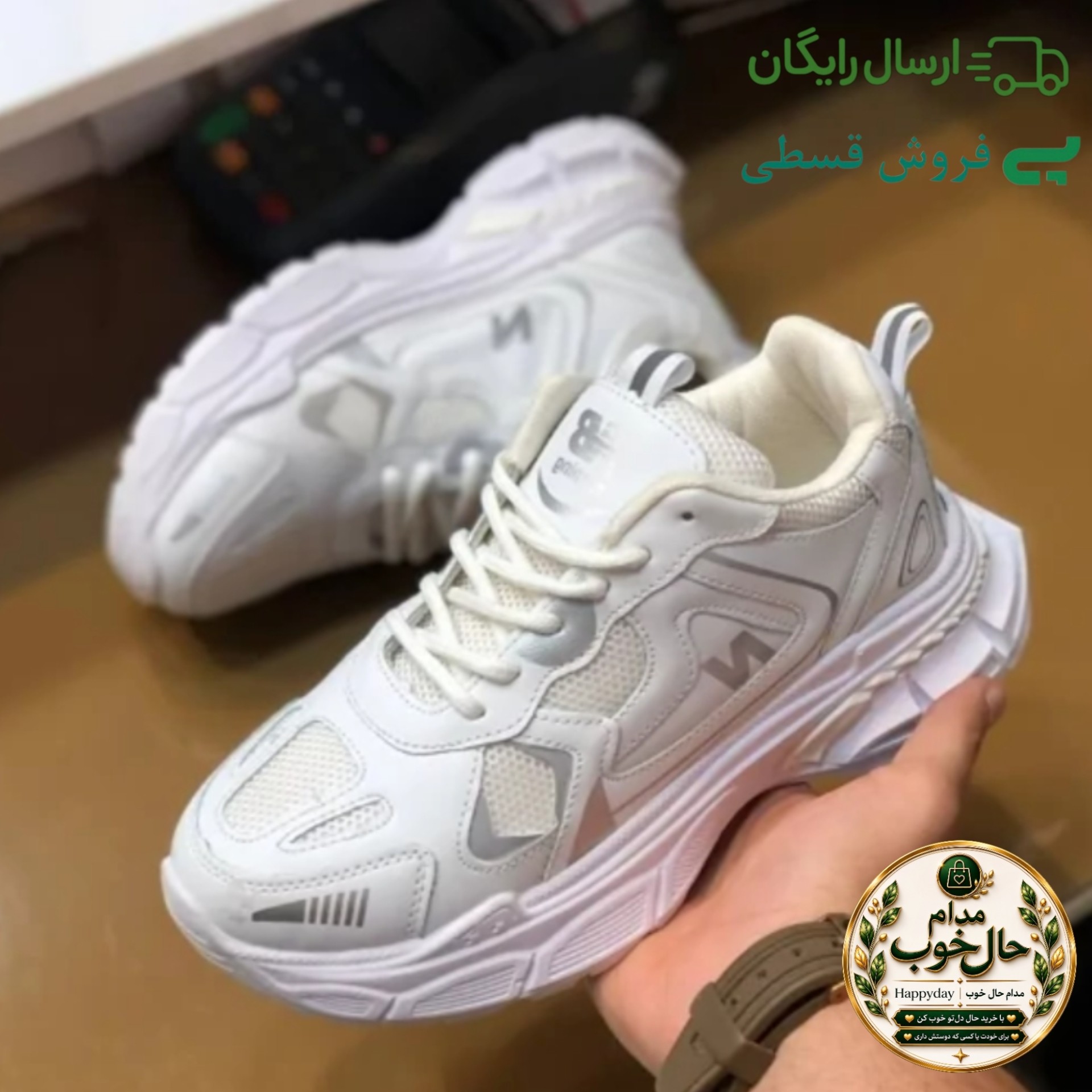 کفش زنانه نیوبالانس 990 سفید لژدار رویه پارچه تنفسی زیره پیو سبک