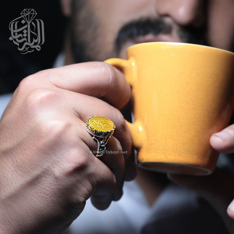 انگشتر نقره مردانه عقیق زرد کد 2657