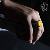 انگشتر نقره مردانه عقیق زرد کد 2657