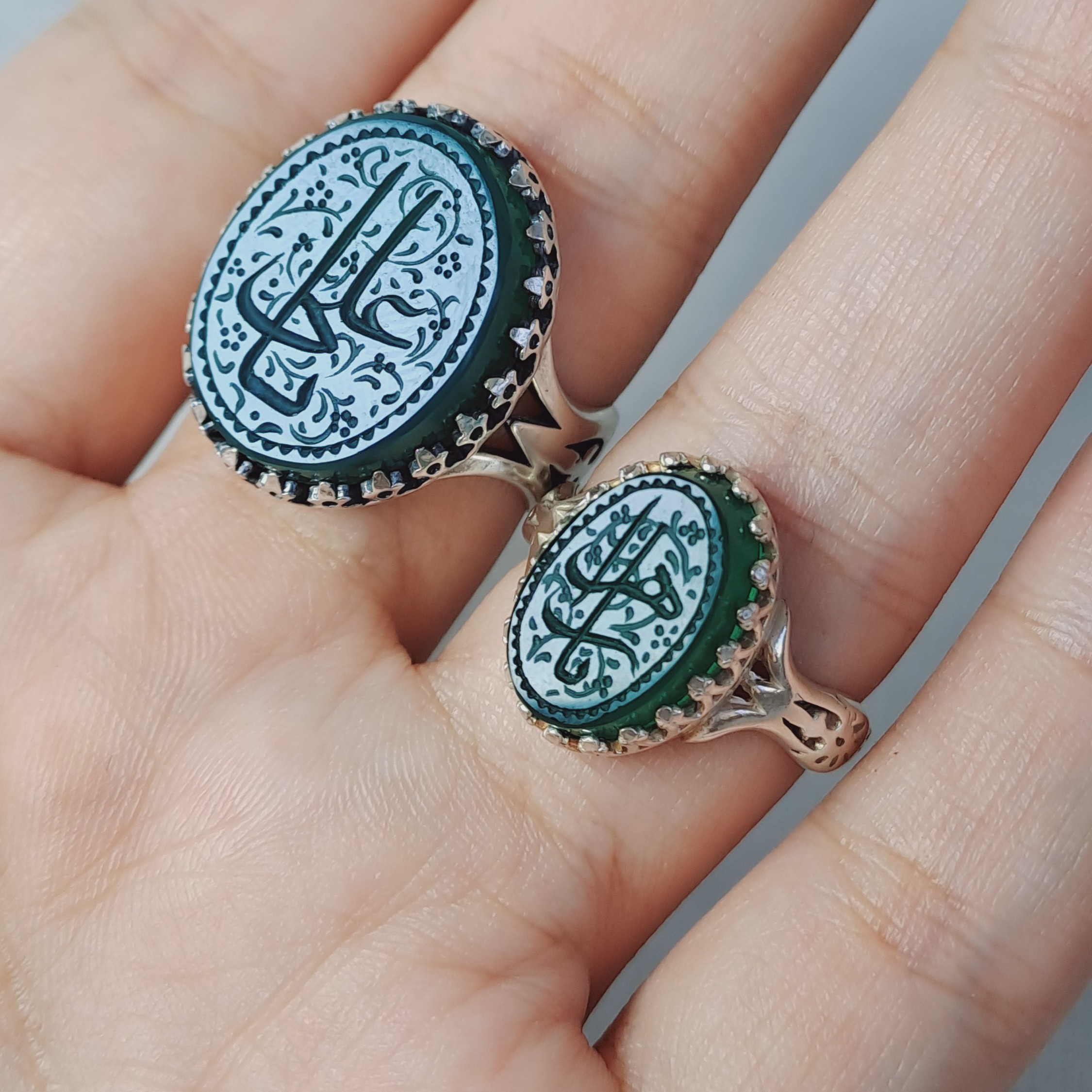 انگشتر نقره ،سنگ عقیق ست زنانه و مردانه