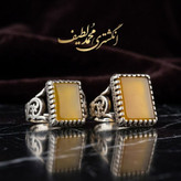 ست زوجین انگشتر آلیاژی باسنگ عقیق زرد کد 6025