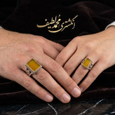 ست زوجین انگشتر آلیاژی باسنگ عقیق زرد کد 6025