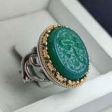 انگشتر آلیاژی باسنگ عقیق سبز حکاکی حسبی الله کد 5964