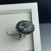 انگشتر آلیاژی باسنگ عقیق مشکی حکاکی یا اباعبدلله الحسین کد 5469