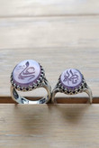 ست انگشتر آلیاژی باسنگ عقیق سوسنی فاطمه الزهرا (سلام الله علیها) و علی (علیه السلام) کد 5580