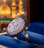 انگشتر آلیاژی باسنگ عقیق سوسنی حکاکی ان معی ربی کد 5484