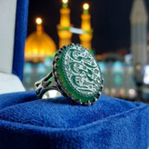 انگشتر آلیاژی باسنگ عقیق سبز حکاکی ان معی ربی کد 5480