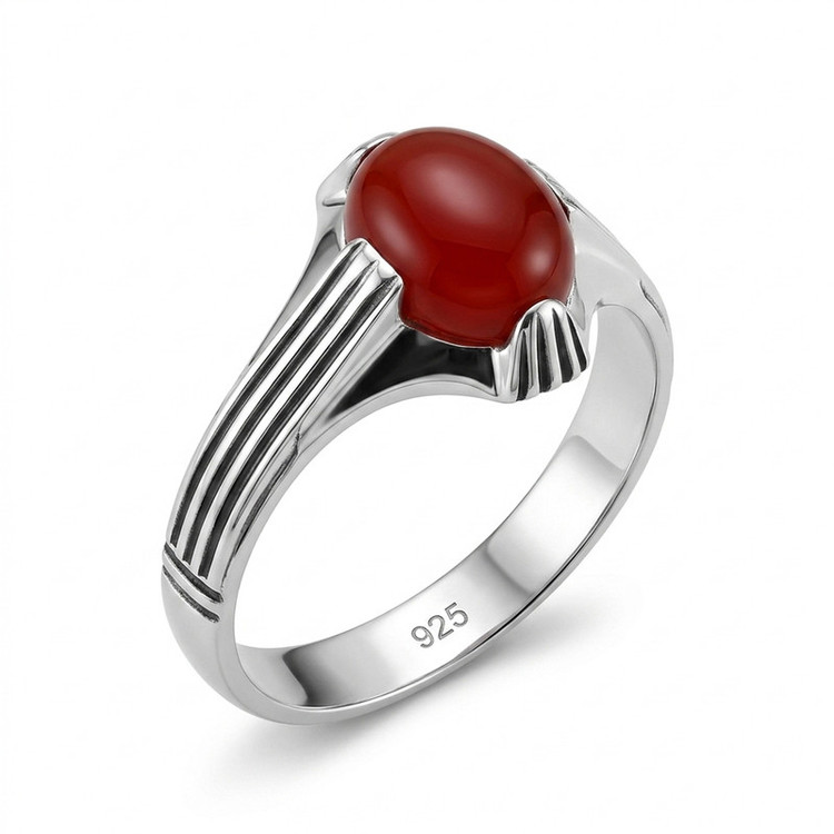 انگشتر نقره عقیق مردانه مدل نجفی کد 4063