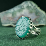 انگشتر نقره عقیق مردانه مدل رکاب سرنیزه طرح حکاکی یا اباصالح المهدی ادرکنی کد 451 z