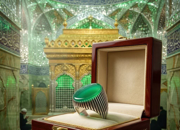 انگشتر آلیاژی باسنگ عقیق سبز کد 5330
