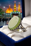 انگشتر آلیاژی باسنگ عقیق سبز حکاکی حرز امام جواد (ع) کد 5326