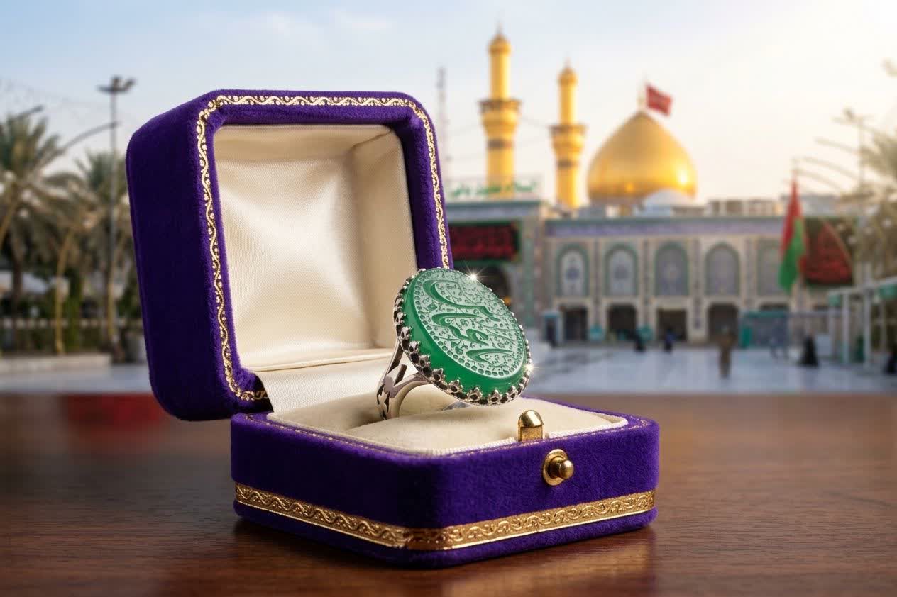 انگشتر آلیاژی باسنگ عقیق سبز حکاکی یاعباس کد 5324
