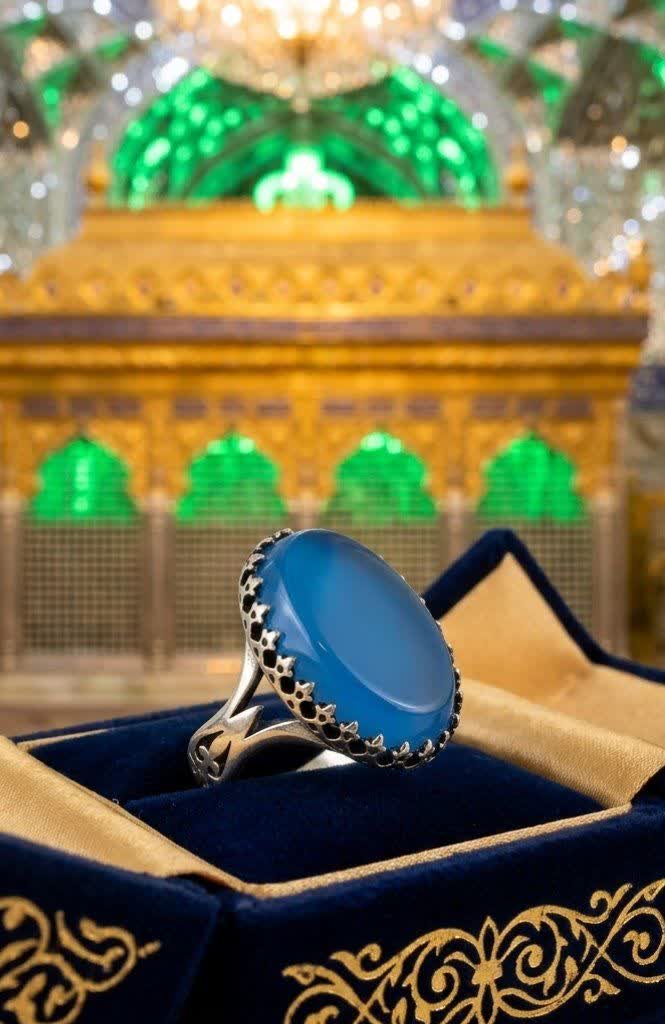 انگشتر آلیاژی باسنگ عقیق آبی کد 5316