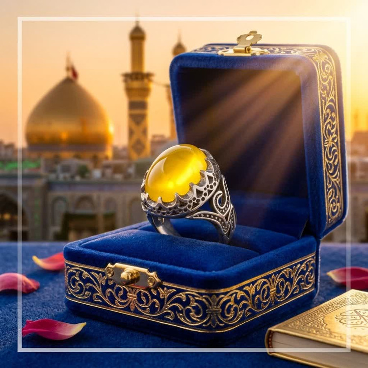 خرید انگشتر آلیاژی عقیق زرد | انگشتر آلیاژی با سنگ عقیق زرد شیک و چشمگیر کد 5303