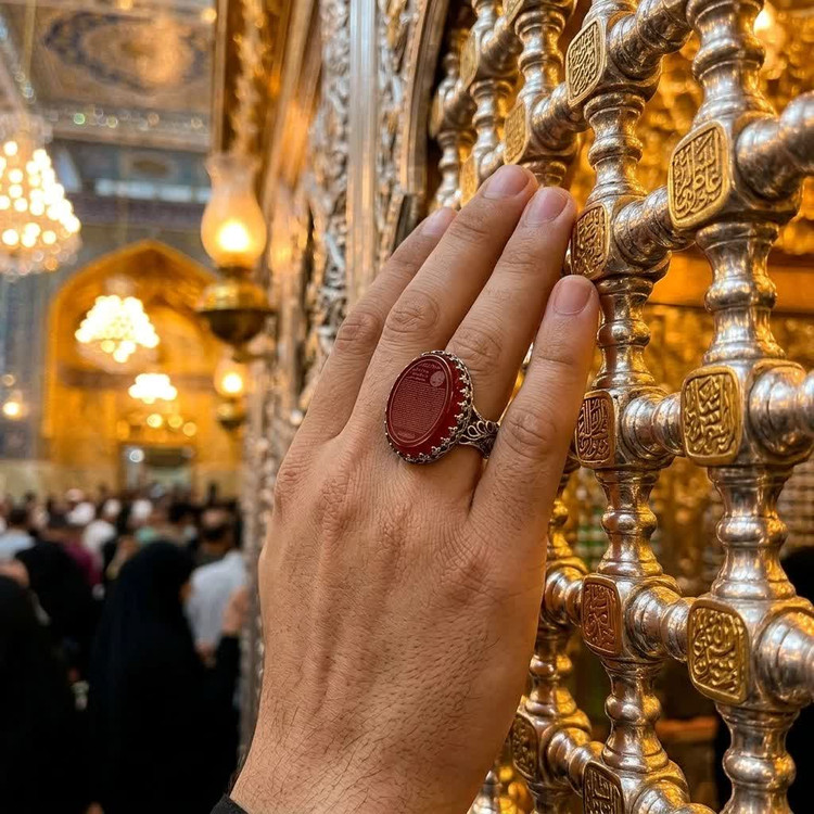 انگشتر آلیاژی عقیق قرمز مردانه سوره یاسین کد 5065
