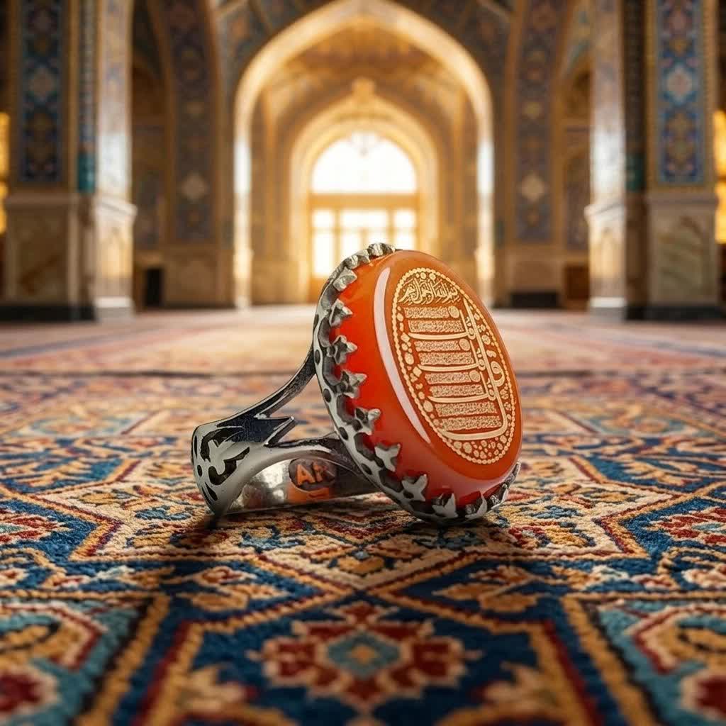 انگشتر عقیق قرمز چهار قل؛ ترکیبی از جذابیت مردانه، اصالت معنوی و شکوهی که نگاهها را متوقف میکند کد 4200