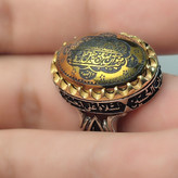 انگشتر حدید حکاکی ومن یتق الله رکاب تاج برنجی و آلیاژی باکیفیت ذکر رکاب چهارسلام کد 3646