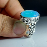خرید انگشتر عقیق کبود خطی منقش به یا زینب (س) – رکاب چهار سلام کد 1863