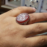 انگشتر عقیق قرمز مردانه "سپر فاطمی" – متبرک به نام "یا فاطمه الزهرا (س)" کد 1785