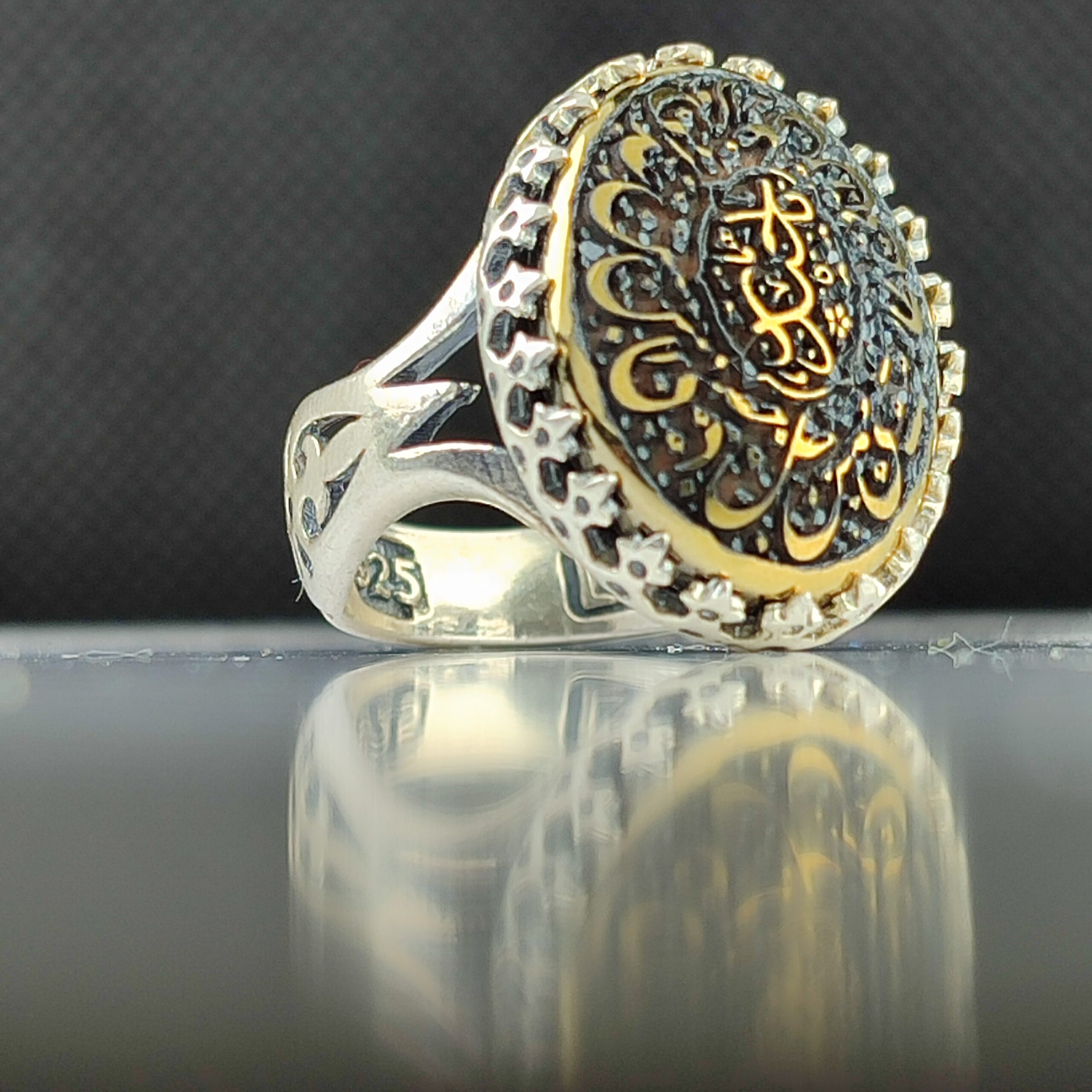 انگشتر نقره باسنگ حدید درجه یک حکاکی نادعلی رکاب نیزه  کد 2938