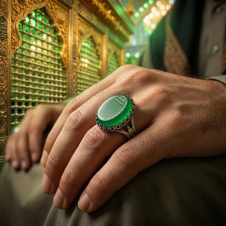 انگشتر عقیق سبز حرز امام جواد | نمادی از آرامش، برکت و محافظت معنوی کد 4233