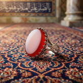خرید انگشتر عقیق قرمز مردانه با رکاب نیزه | نماد قدرت، جذابیت و شکوه مردانه کد 4184