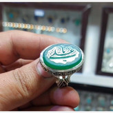 خرید انگشتر عقیق سبز با حکاکی یاعلی با عیار 925 درجه یک