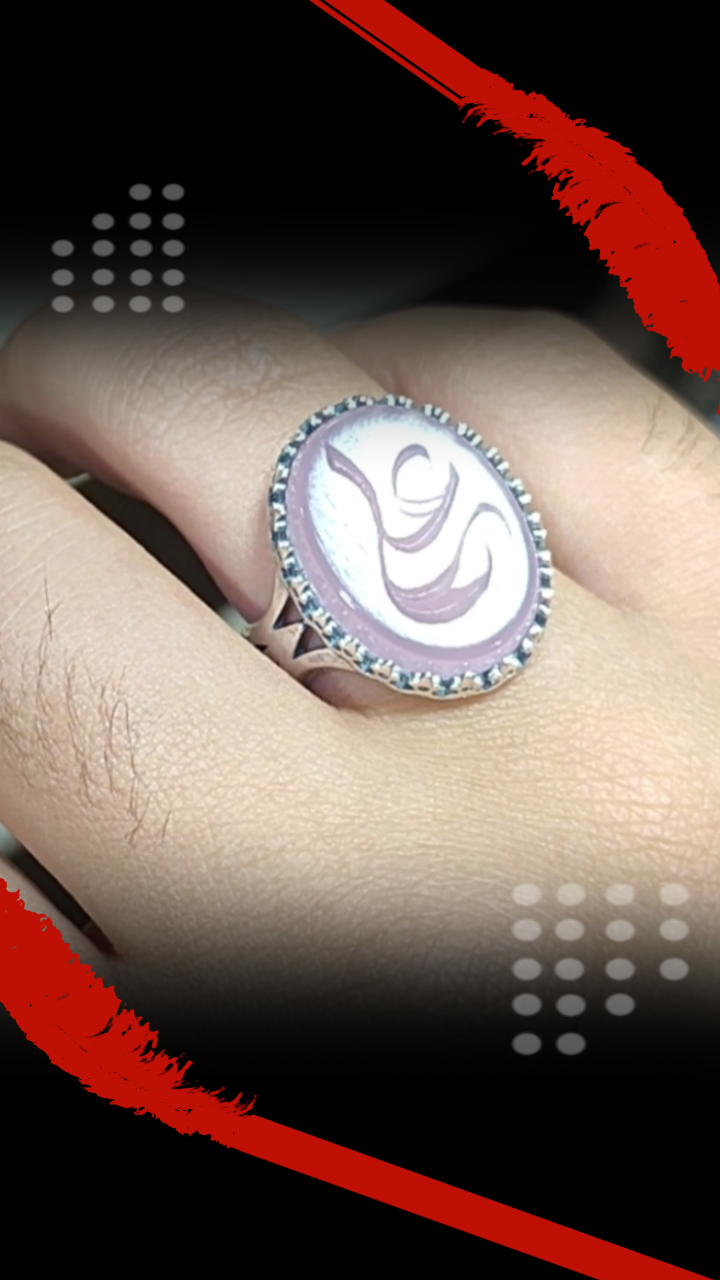 انگشتر عقیق سوسنی حکاکی علی(ع) رکاب آلیاژی باکیفیت  کد 3727