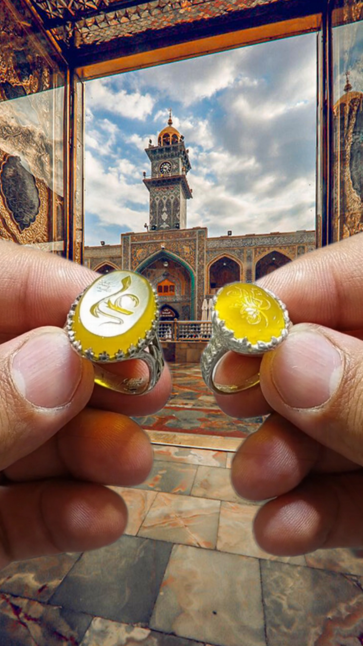 انگشتر ست شرف الشمس با حکاکی علی و فاطمه کد 8105