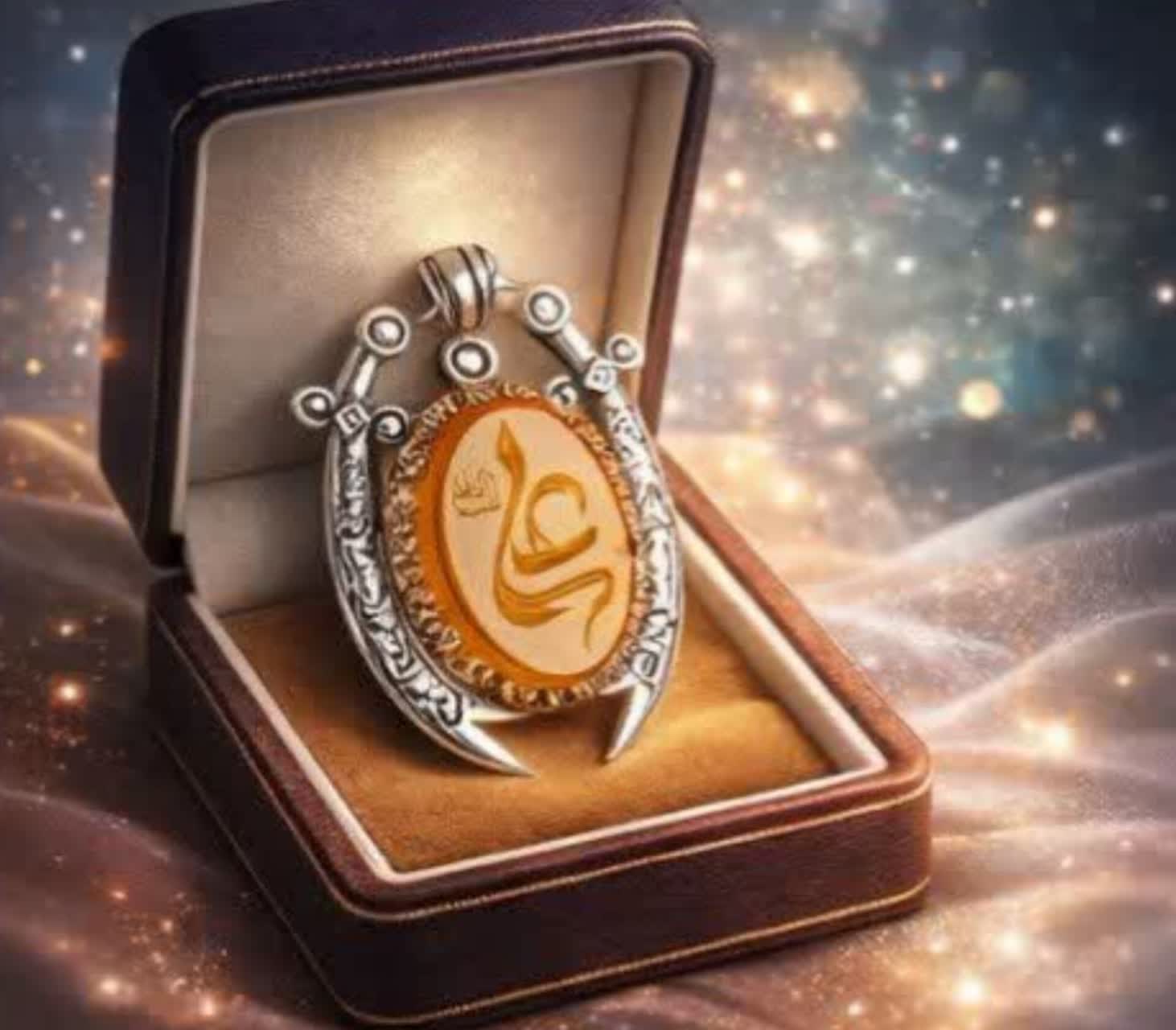 خرید گردنبند ذوالفقار نقره با عقیق زرد و حکاکی نام «علی (ع)»؛ نشان عزت و رزق   کد 1847