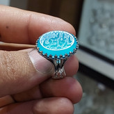 انگشتر نقره باسنگ عقیق ابی حکاکی یاریحانه النبی کد 1829