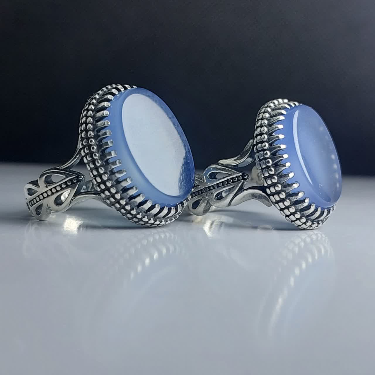 انگشتر نقره باسنگ عقیق سوسنی رکاب اشکی ست زوجین  کد 1780