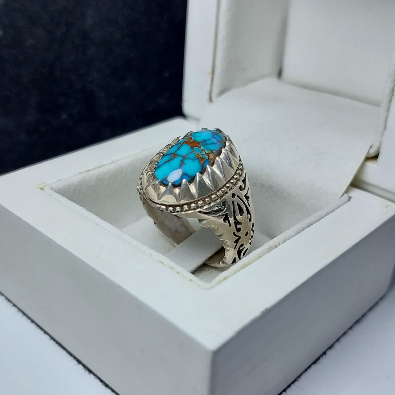 انگشتر نقره با سنگ فیروزه کد 1267