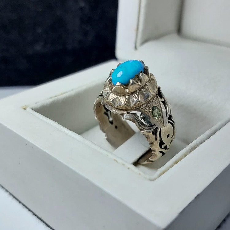 انگشتر نقره باسنگ فیروزه کد 1274