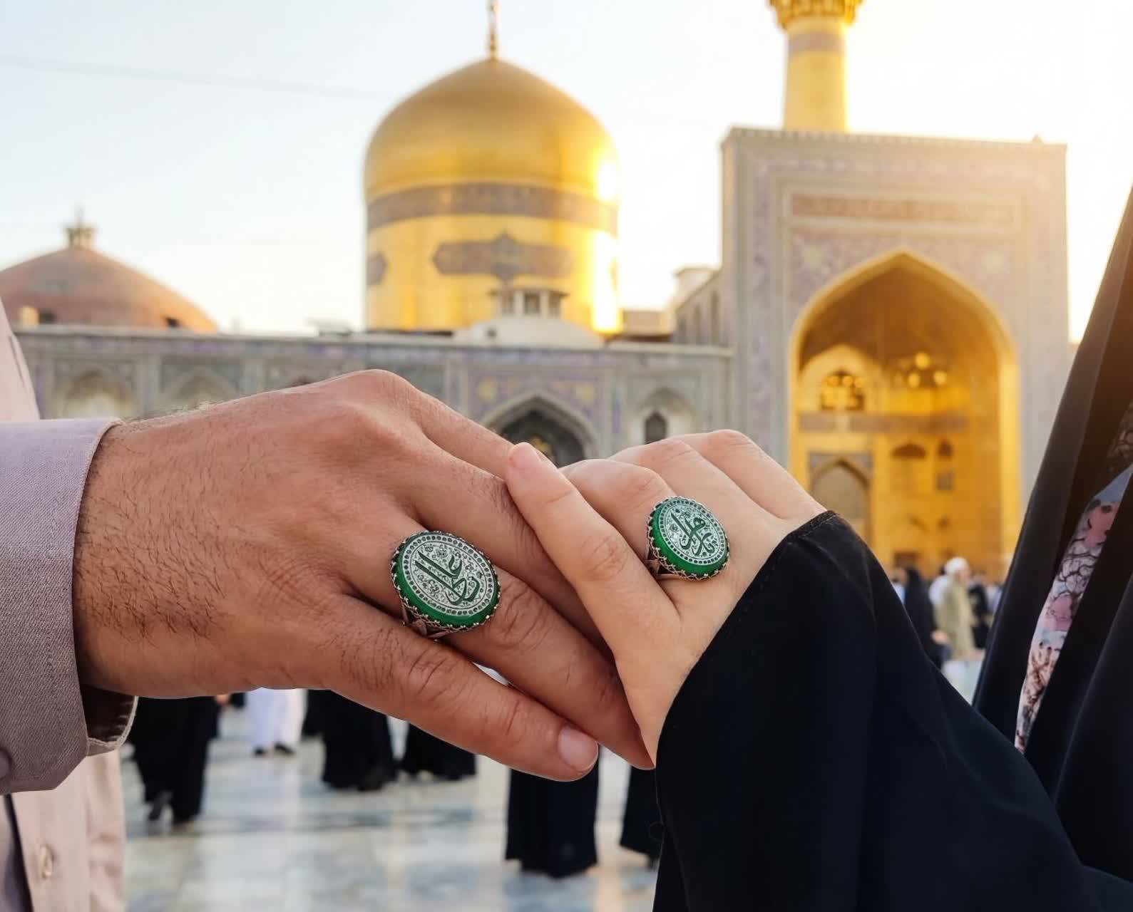 انگشتر نقره ست زوجین باسنگ عقیق سبز باحکاکی یازهرا و یاعلی کد 1352