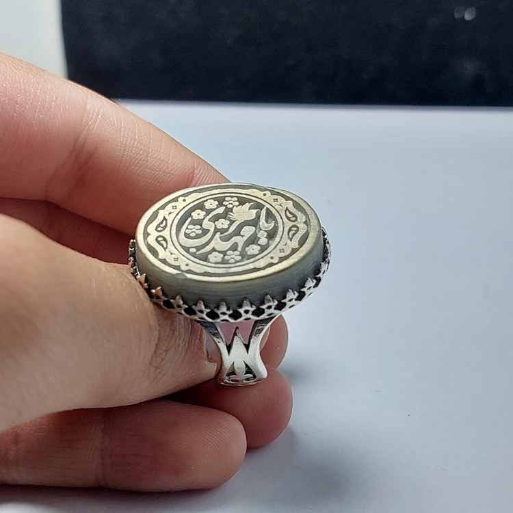 انگشتر نقره مردانه سنگ یشم