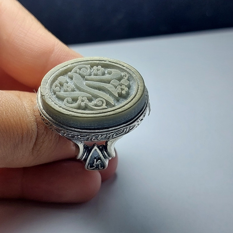 انگشتر نقره مردانه عیار جهانی سنگ یشم