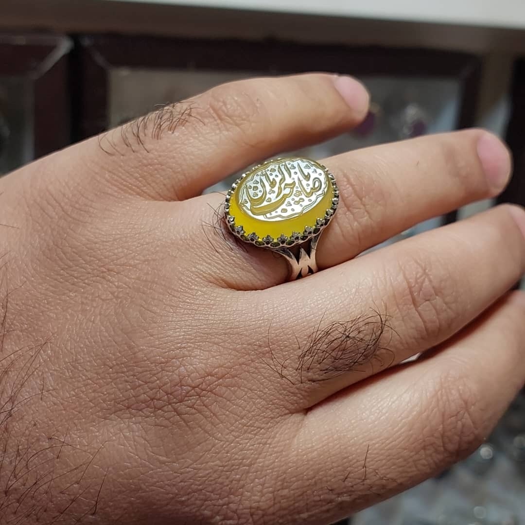 انگشتر نقره عقیق زرد