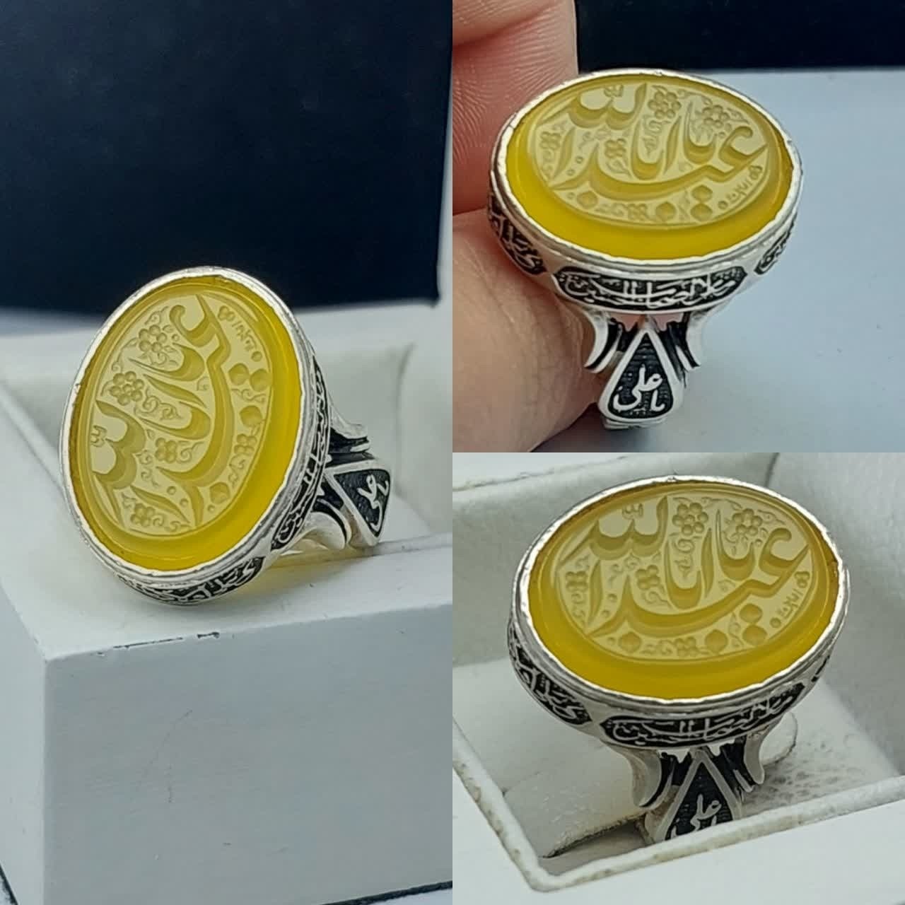 انگشتر نقره مردانه عیار جهانی رکاب چهار سلام