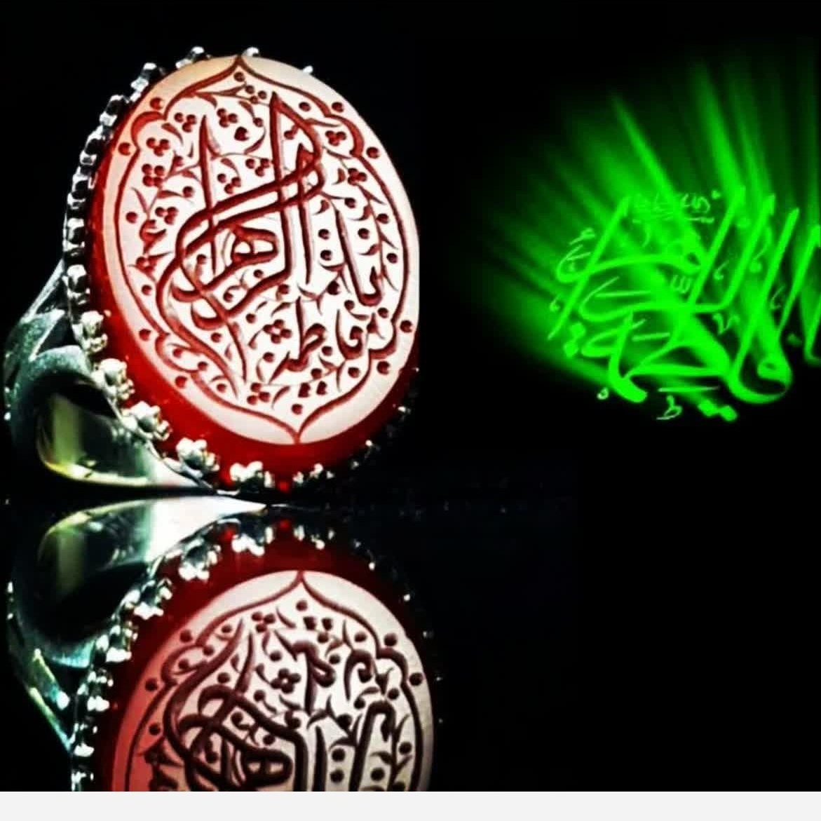 انگشتر نقره عیار 925 نگین عقیق قرمز متن حکاکی یا فاطمه الزهرا