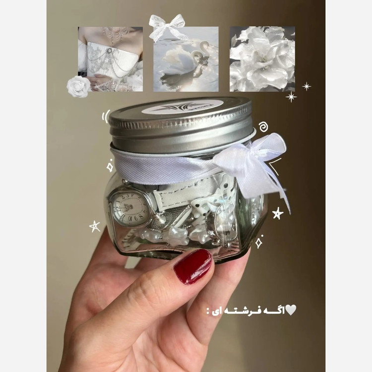 پک هدیه شیشه اکسسوری 10 عددی ساعت دار پینترستی رویایی با متریال وارداتی فانتزی کیوت کادو هدیه تولد با اشانتیون رایگان