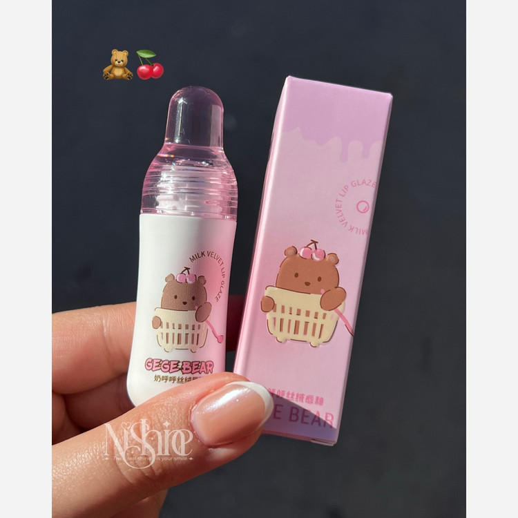 رژ لب مایع مات مخملی خمیری سبک نچرال شیشه شیر پستونکی خرس تدی کیوت فانتزی پینترستی گوگولی طرح بستنی مناسب کادو هدیه