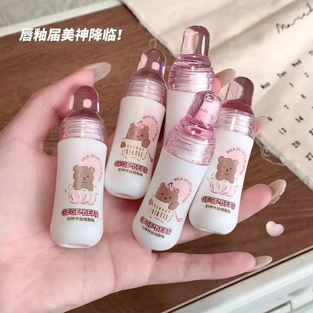 رژ لب مایع مات مخملی خمیری سبک نچرال شیشه شیر پستونکی خرس تدی کیوت فانتزی پینترستی گوگولی طرح بستنی مناسب کادو هدیه