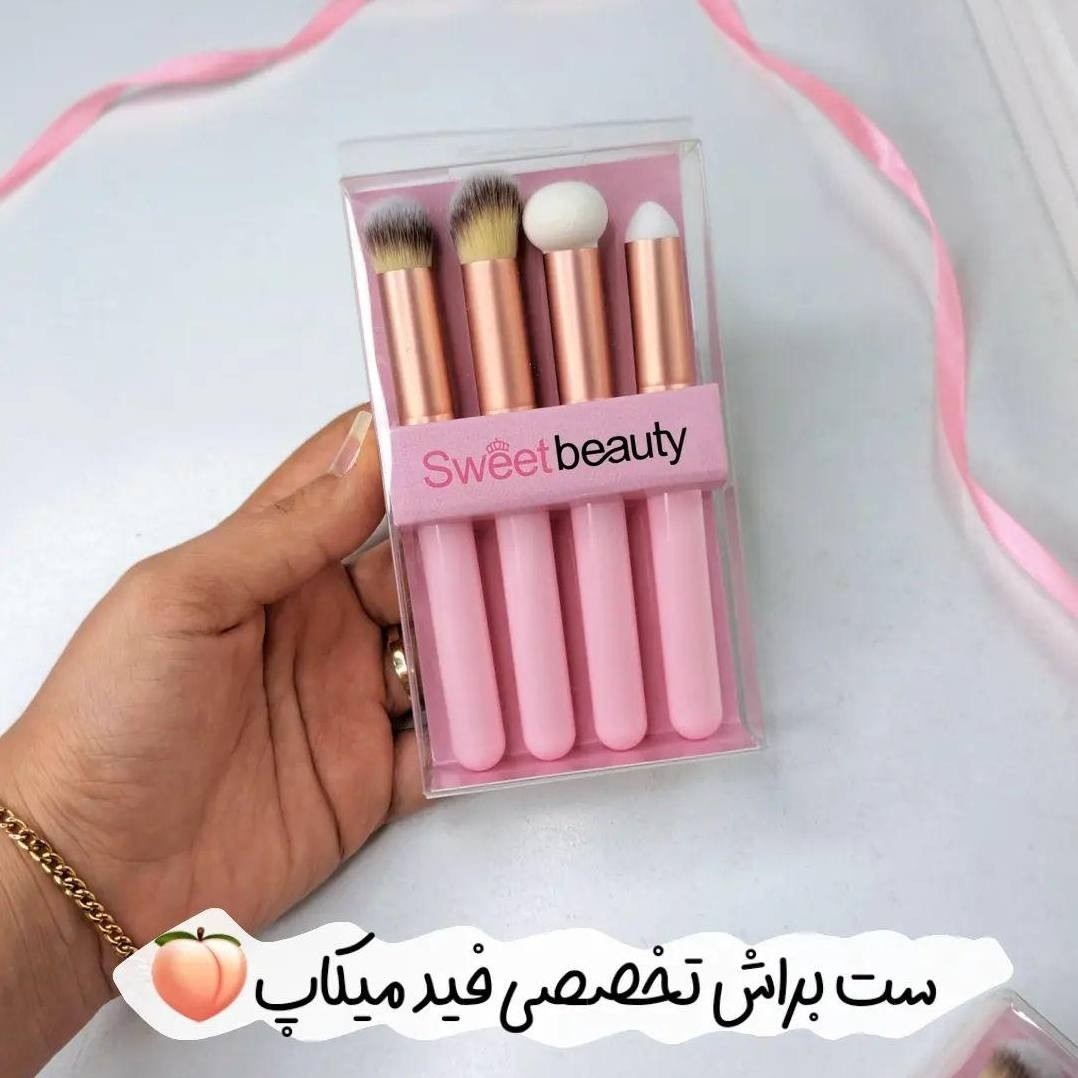 ست براش 4 عددی تخصصی فید میکاپ براش قارچی صورتی بدون ریزش فوق العاده کیوت فانتزی پینترستی