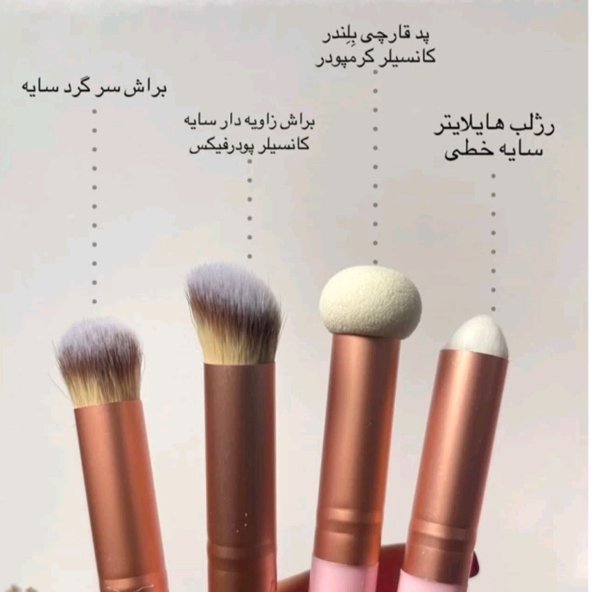 ست براش 4 عددی تخصصی فید میکاپ براش قارچی صورتی بدون ریزش فوق العاده کیوت فانتزی پینترستی