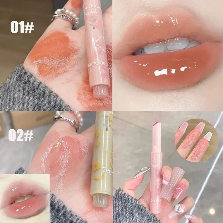 رژ لب قلبی کره ای لیپ پلامپر خیس بهاری گلی خوشبو بالم لب نرم کننده آبرسان مرطوب کننده لبهاکیوت گوگولی مناسب کادو هدیه