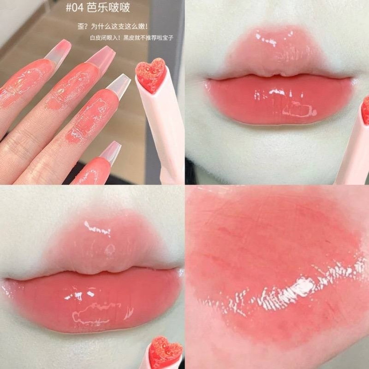 رژ لب قلبی کره ای لیپ پلامپر خیس بهاری گلی خوشبو بالم لب نرم کننده آبرسان مرطوب کننده لبهاکیوت گوگولی مناسب کادو هدیه