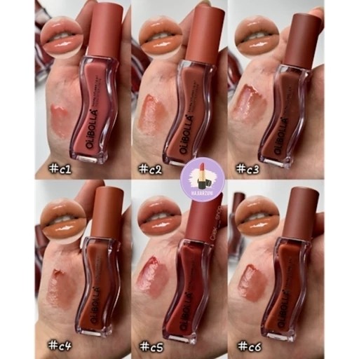 لیپ گلاس دوپ گیسو برند Olibolla پینترستی پرنسسی رنگبندی عالی خوشبو جذاب و دلبر لیپگلاس گیسو قهوه ای شکلاتی نود برق لب