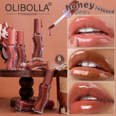 لیپ گلاس دوپ گیسو برند Olibolla پینترستی پرنسسی رنگبندی عالی خوشبو جذاب و دلبر لیپگلاس گیسو قهوه ای شکلاتی نود برق لب